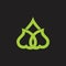 Linked green leaf geometric line logo vector