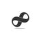 Linked infinity ribbon motion curves design symbol logo vector