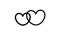 linked Love two couple heart shape line icon animation Motion graphics 4k video motion illustration sign. Outline doodle