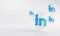 LinkedIn Acrylic Icon Inside Bubble Glass Copy Space 3D