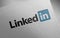 Linkedin logo icon paper texture stamp