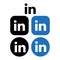 The Linkedin logo is shown in various square and circle shapes on a white background
