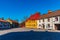 LINKOPING, SWEDEN, APRIL 23, 2019: View of traditional timber houses in the old town Gamla Linkoping, Sweden