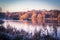 Linlithgow Lake with boats and frost on the grass, Linlithgow