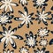 linocut flowers vector seamless pattern