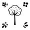 Linocut tree design elements in vector scandi style. Black and white forest symbol.