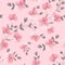 Linum seamless pattern for fabric swatches. Pattern with red flowers and small leaves.