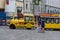 LINZ, AUSTRIA - AUGUST 02, 2018:  the yellow touristic train in the town center - Image