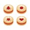 Linzer christmas cookies icon set vector