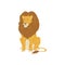 Lion Africa and northwestern India animal flat vector illustration isolated.