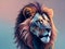 Lion animal abstract wallpaper in pastel colors. Ai Generated