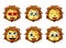 Lion animal emoji vector set. Lions emoticons with funny and inlove facial expressions for design.