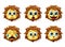 Lion animal emoticon vector set. Lions emoji and emoticon in cute happy facial expression.