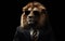 lion animal in the form of a man in a suit and sunglasses, a good leader, the boss, director, generative ai