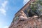 The Lion of Bartholdi against blue sky in Belfort, France