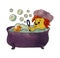 Lion in the bathtub with rubber duck
