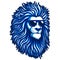 Lion blue fur wearing eyeglasses vector illustration