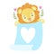 Lion With Blue Parchment Vector Sticker, Template St. Valentines Day Message Element Missing Text With Cute Animal