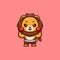 Lion Boxer Cute Creative Kawaii Cartoon Mascot Logo