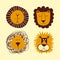 Lion bundle set - funny vector character drawing.