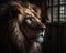lion in cage, generative by AI