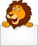 Lion cartoon with blank sign