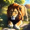 Lion cartoon digital illustration ai generated