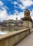 Lion of Chain Bridge, Buda castle in background