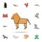 a lion colored origami icon. Detailed set of origami animal in hand drawn style icons. Premium graphic design. One of the