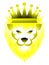 Lion with crown, king of the forest, full color, isolated.