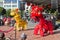 Lion dancers performing on Chinese New Year