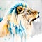 Lion Double Exposure, Muted Watercolors Generative Ai