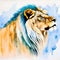 Lion Double Exposure, Muted Watercolors Generative Ai