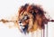 Lion drawing watercolors style. Abstract painting wallpaper