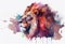 Lion drawing watercolors style. Abstract painting wallpaper