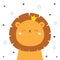 Lion face head icon. Cute kawaii animal. Golden crown. Cute cartoon funny baby character. Kids print for poster, t-shirt. Love.