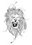 Lion face line art illustrator free hand ink sketch drawing for motif tattoo