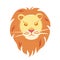 Lion flat head on white background. Mane big cat mask Isolated vector icon. Halloween carnival paper face. Animals