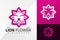 Lion Flower Logo Design Vector illustration template