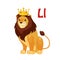 Lion. Funny Alphabet, Animal Vector Illustration