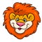 Lion funny Head red mane Emblem cartoon