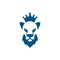 Lion head with beard and crown icon. Lion king logo idea.