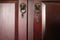 Lion head door handles, two twin wooden doors. key hole,