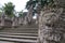 Lion head stone statue at Pura Dalem temple in Ubud