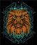Lion head warrior with sacred geometry background for poster and tshirt design