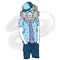 Lion hipster in summer clothes. The leo with the human body. Fashion & Style. Vector illustration for greeting card, poster, or pr