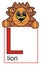 Lion holding a sign with the letter L