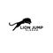 Lion jump black logo icon design vector illustrator simple