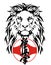 The Lion and Karate kyokushin kanku original simbol, drawing for tattoo, on a white background, illustration