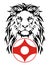 The Lion and Karate kyokushin kanku original simbol, drawing for tattoo, on a white background, illustration